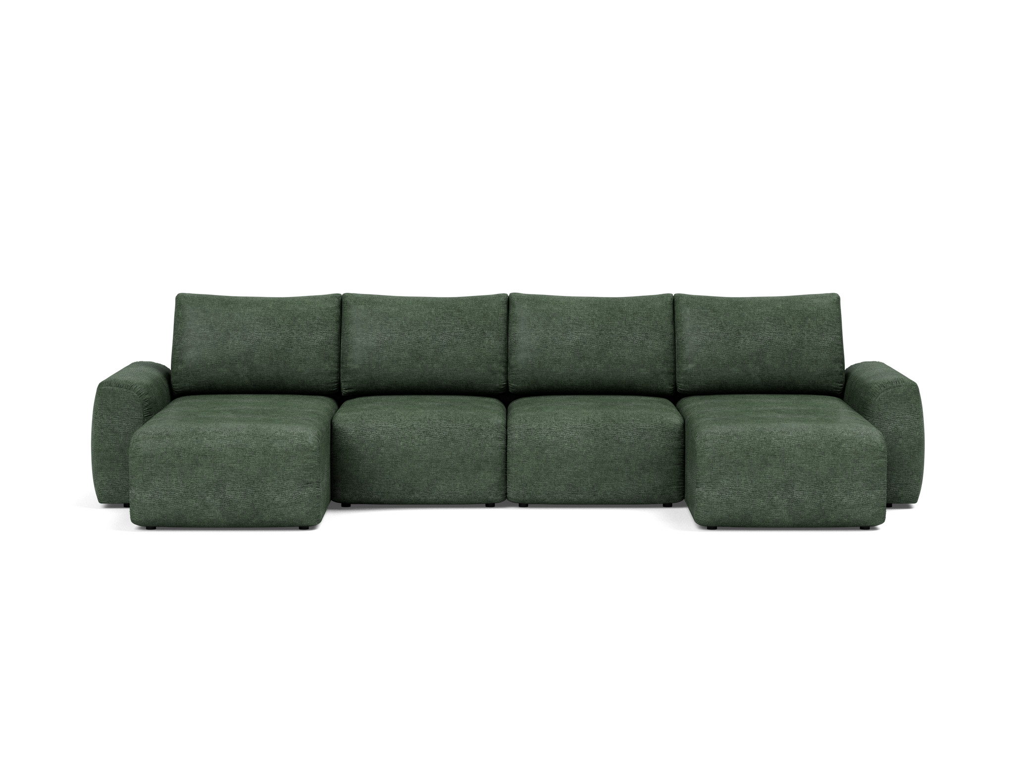 Schlafsofa Norum U-Form mit Chunky-Armlehnen Flachgewebe Avella 281-Pine-Green
