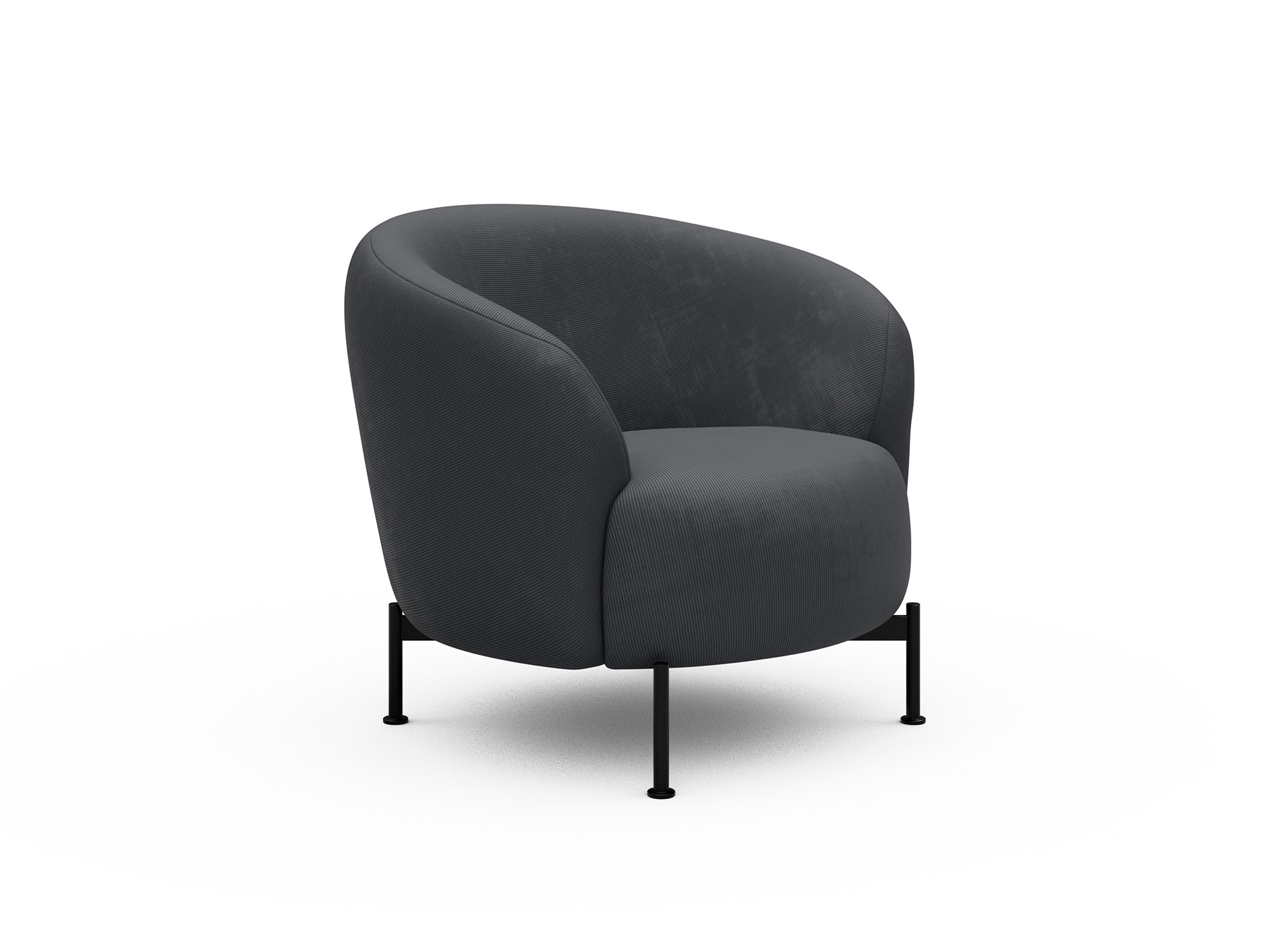 Sessel Ronda X-Metallgestell Schwarz Kord Cordufine 308-Slate-Grey