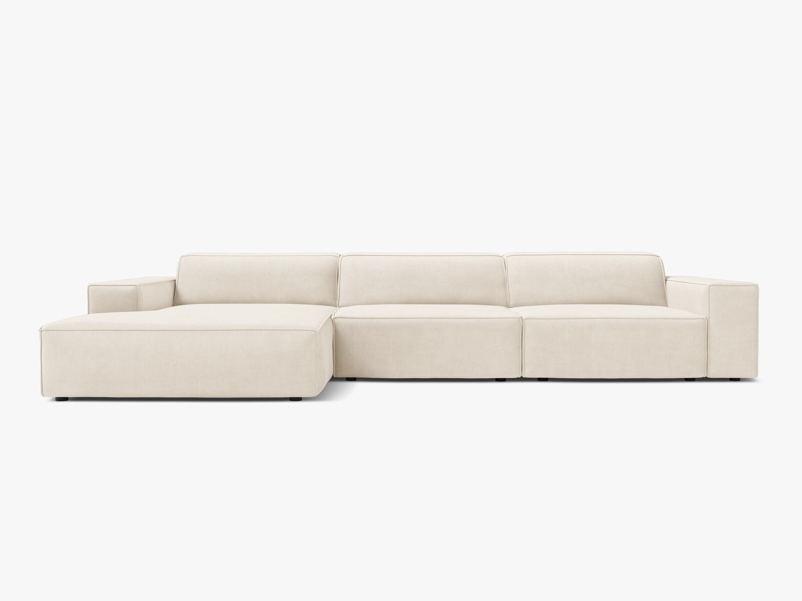 Micadoni Ecksofa Jodie 4-Sitzer Links Samt Bluvel Helles Beige