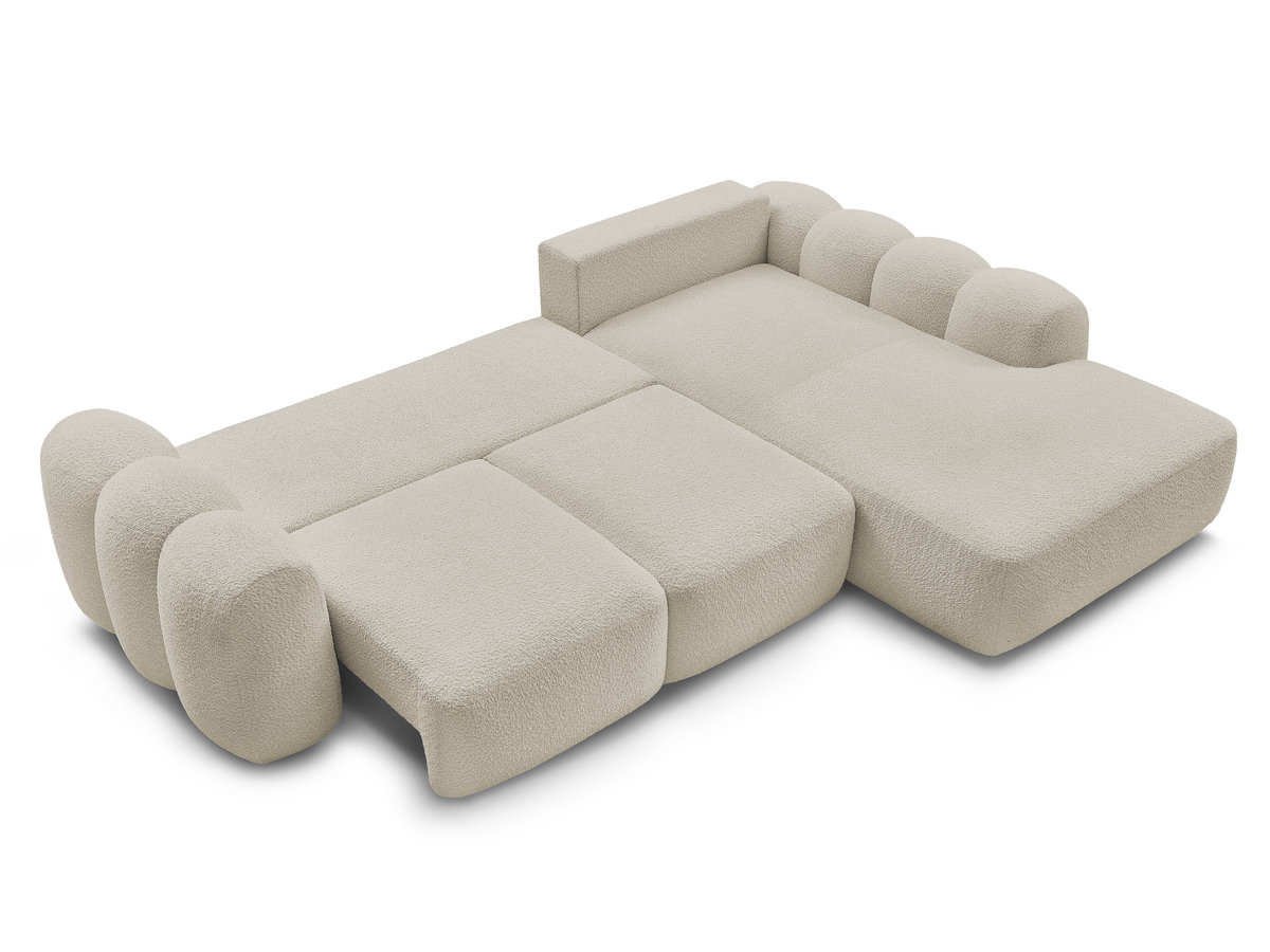 Bobochic Montaigne Ecksofa mit Schlaffunktion und Bettkasten 288 × 196 cm Bouclé-Stoff Beige Ecke rechts