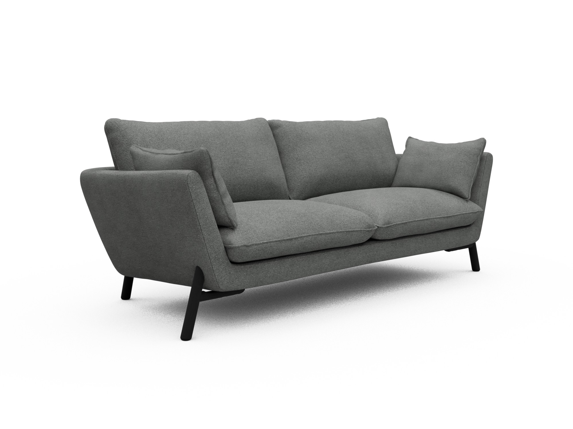 Skandi Home Sofa Emil 3-Sitzer Beinfarbe Eiche Schwarz Boucle-Ash-Grey moebelfaktor