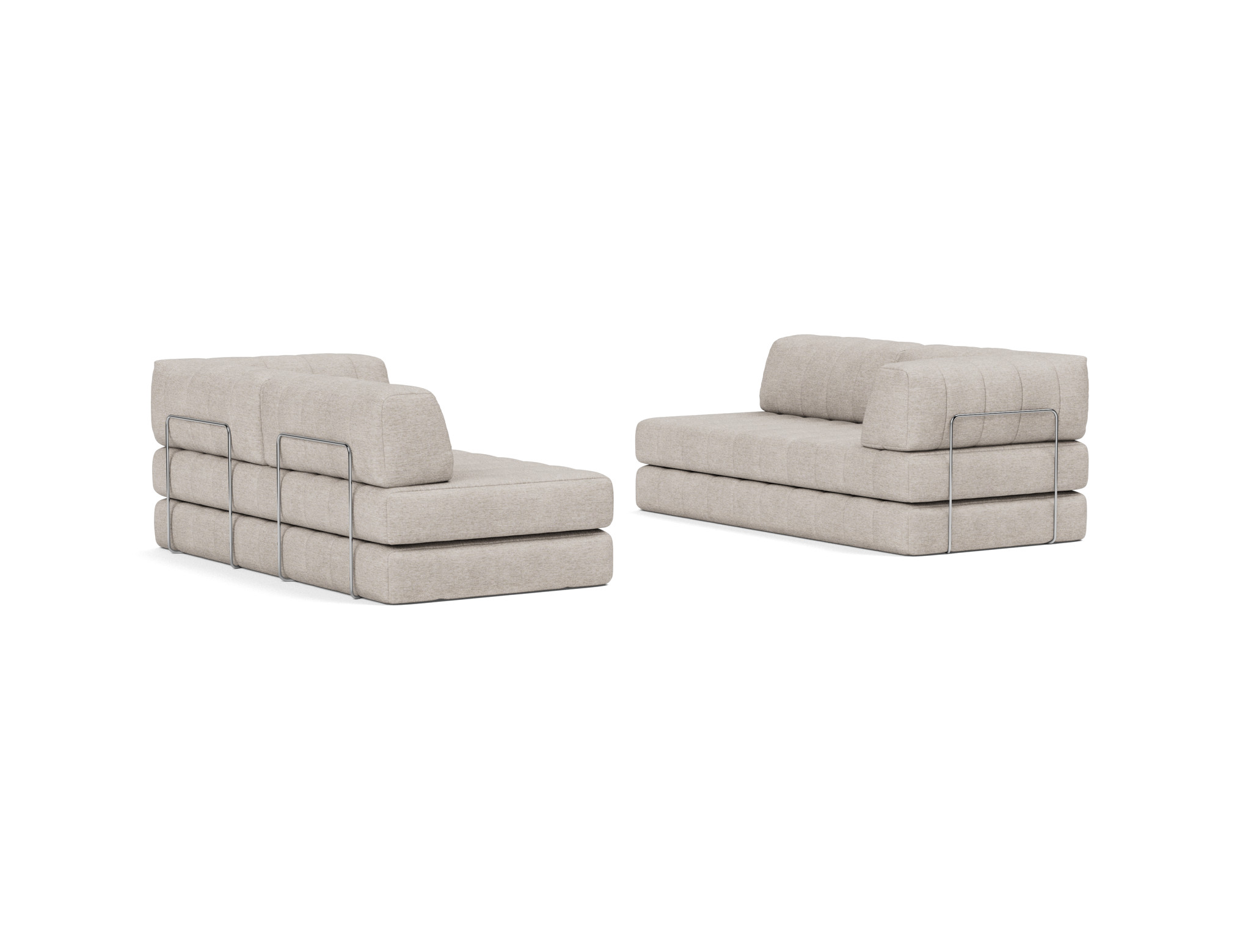 Eck-Schlafsofa CozyPad L-Form mit Armlehne Chenille Yuveno 471-Sand