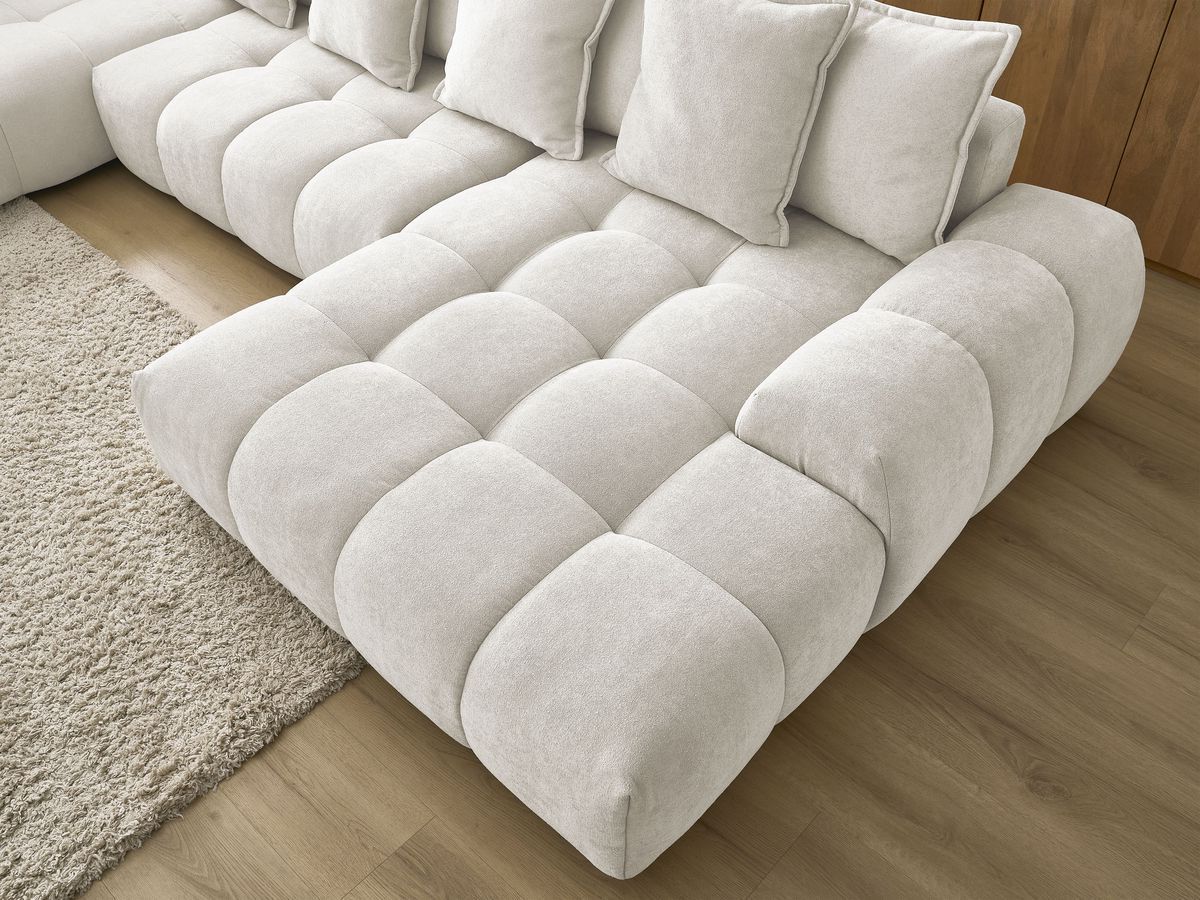 Bobochic Everest Wohnlandschaft, 14 Kissen Strukturstoff Weiß Ecke rechts