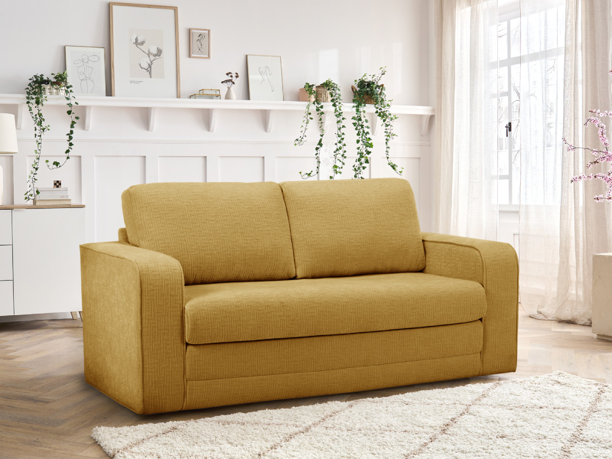 Bobochic Come Schlafsofa 2-Sitzer Strukturstoff Gelb