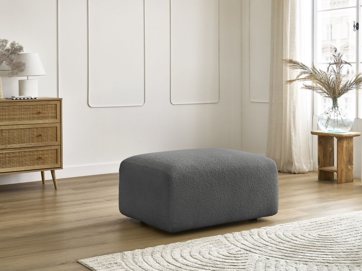 Bobochic Tina Pouf Bouclé-Stoff Dunkelgrau