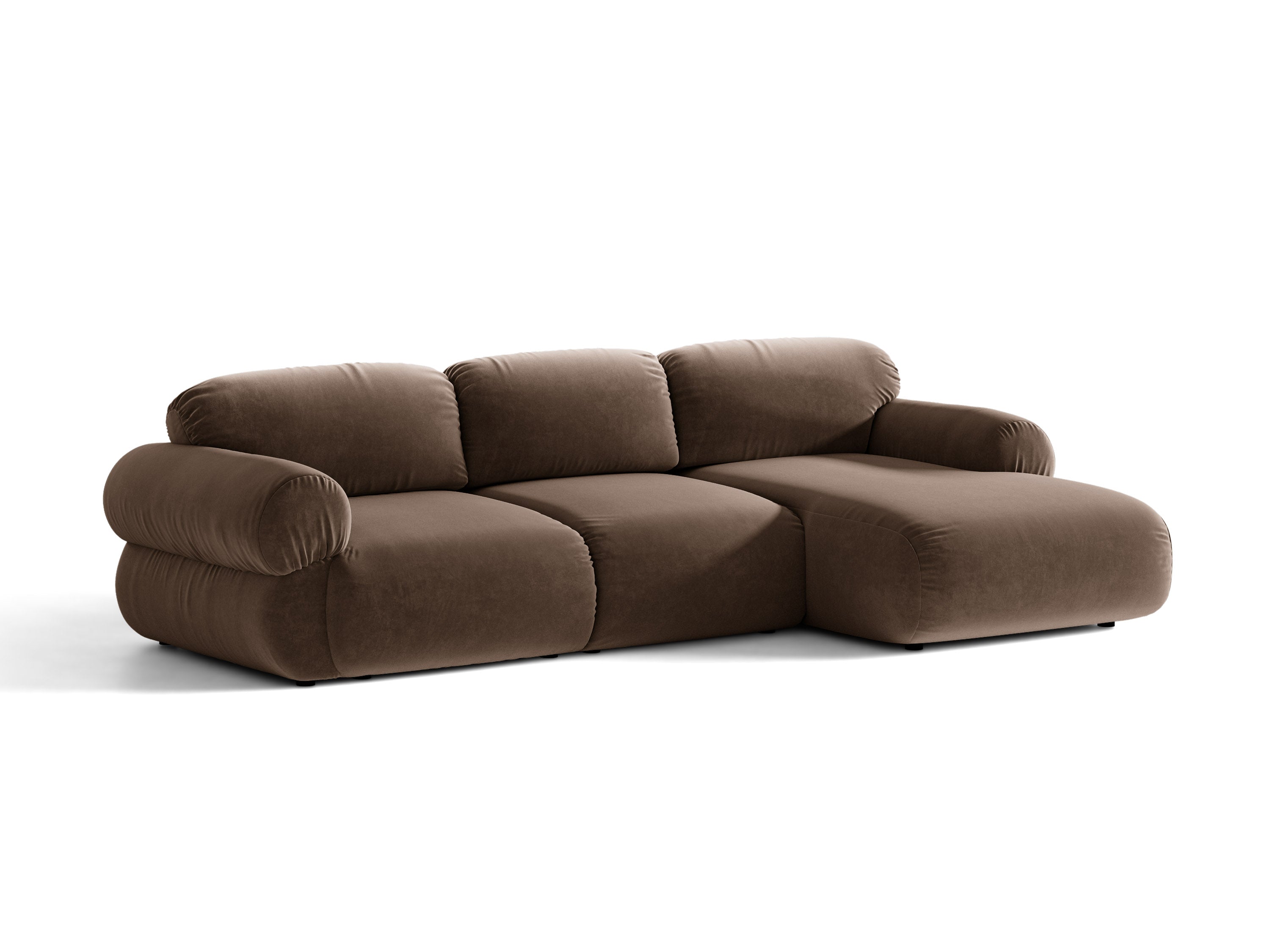 Micadoni Ophelia Ecksofa 6-Sitzer Rechts Samt Salvador Schokolade