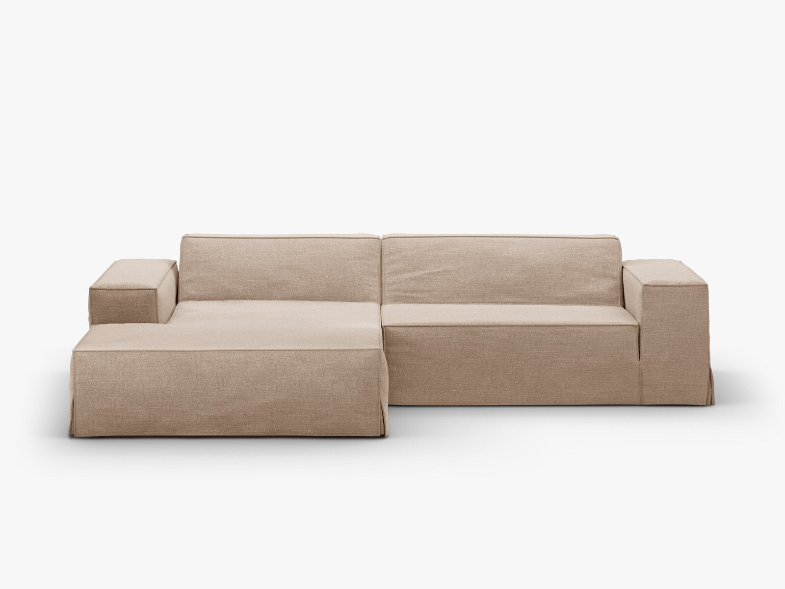 Micadoni Ersatzbezug Ecksofa Jodie 3-Sitzer Strukturierter Stoff Lins Sand Links