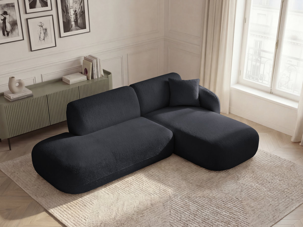 Bobochic Anda Ecksofa 241 × 163 cm Chenille Schwarz Ecke rechts