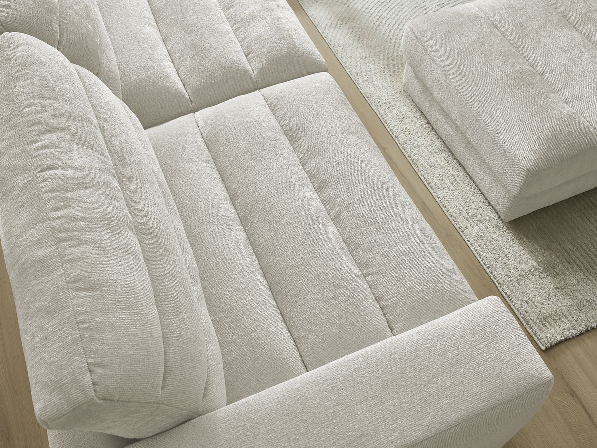 Bobochic Sierra Sofa 4-Sitzer mit Pouf Strukturstoff Beige