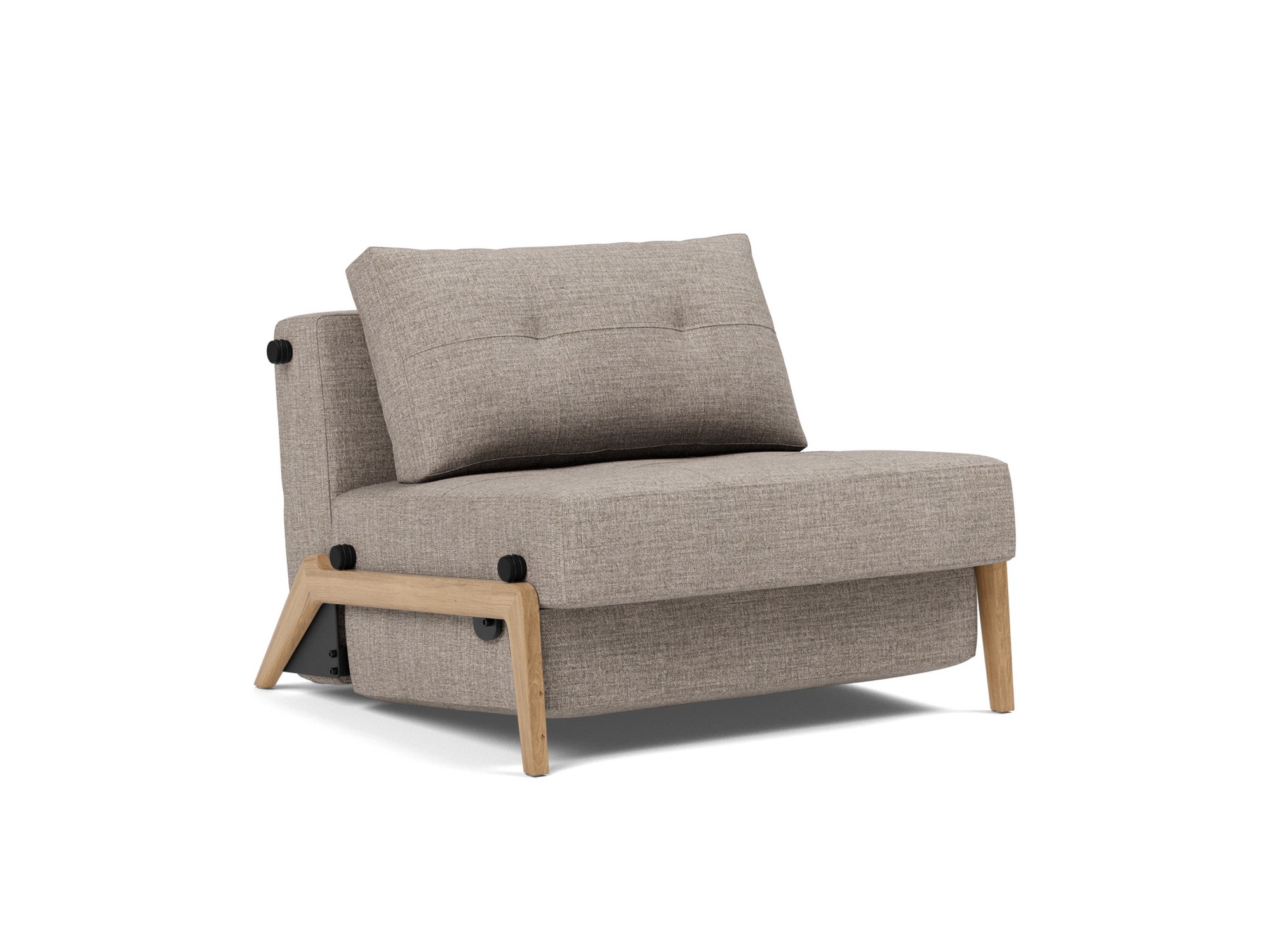 Schlafsessel Cubed 90 Chenille Yuveno 472-Warm-Grey Beine Eiche