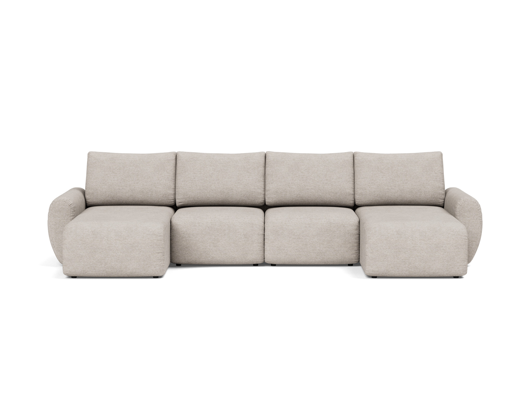Schlafsofa Norum U-Form mit Curve-Armlehnen Chenille Yuveno 471-Sand