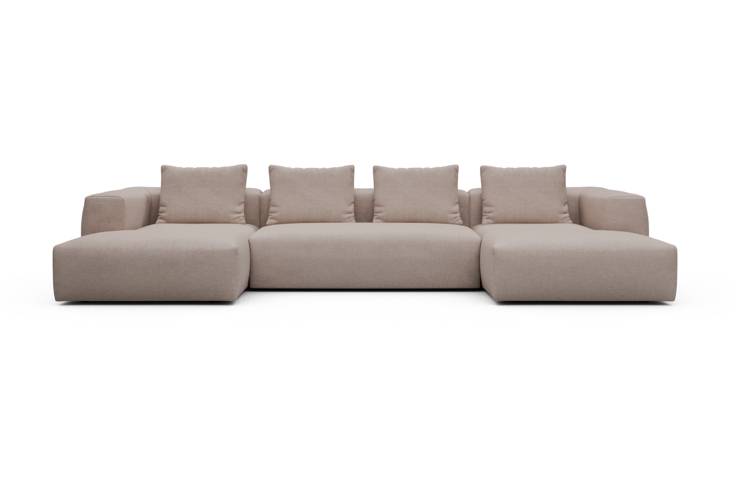 Skandi Home Wohnlandschaft Fred mit 2-Sitzer und Chaiselongue beidseitig Weda-Sand moebelfaktor