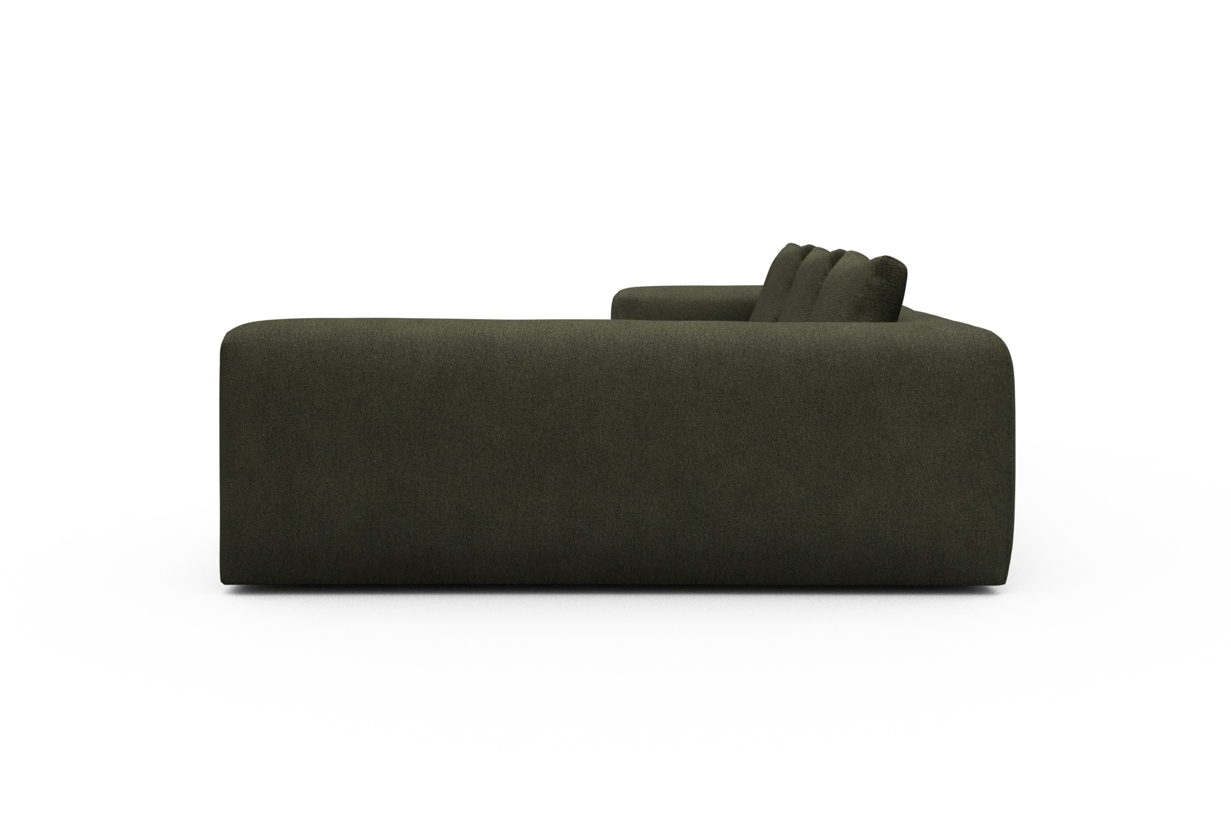 Ecksofa Fred 2x 2,5-Sitzer rechts offen Boucle-Forest-Green