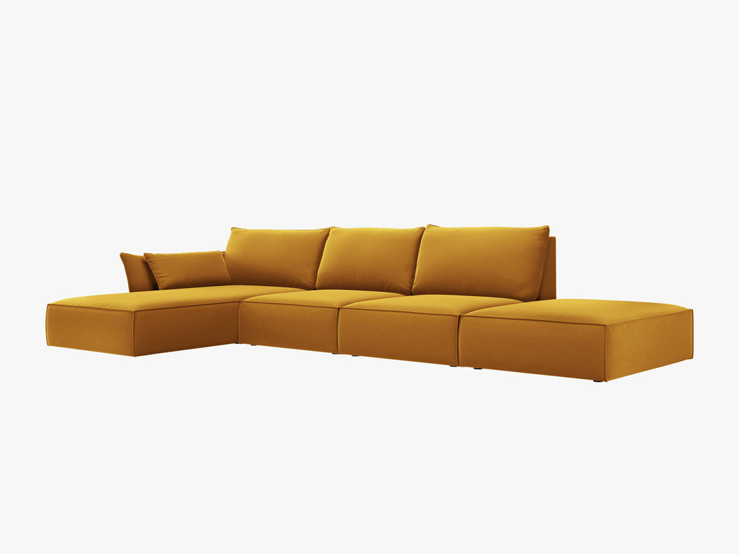 Micadoni Ecksofa Kaelle 5-Sitzer Links Samt Bluvel Gelb
