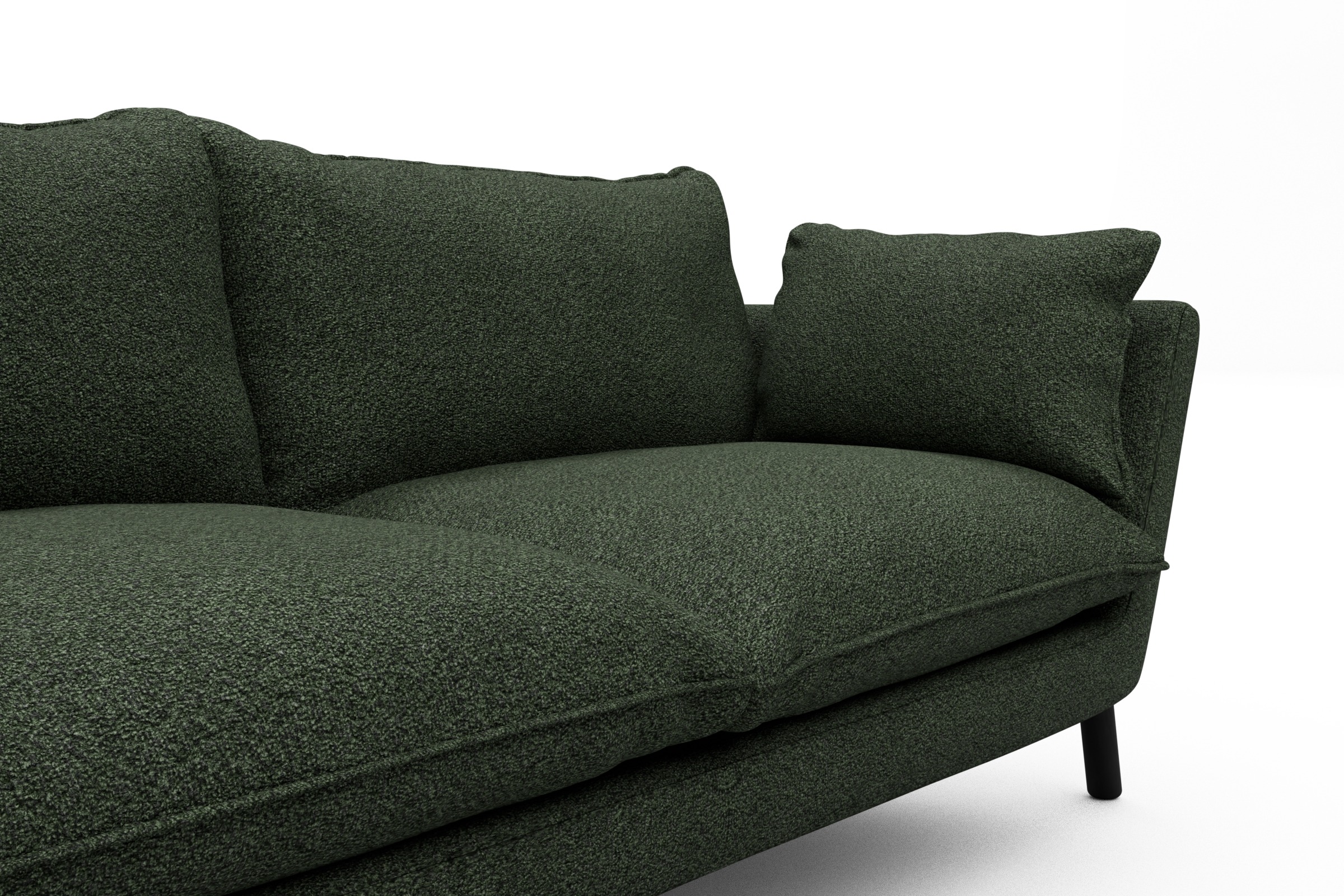 Sofa Emil PREMIUM 2-Sitzer Beinfarbe Eiche Schwarz Vanora-Deep-Green