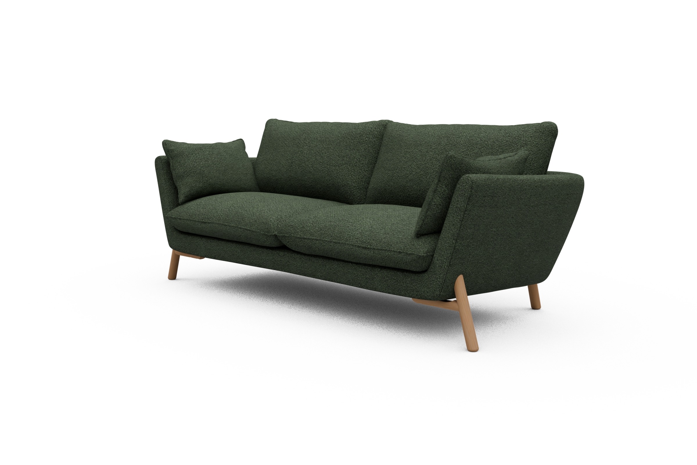 Sofa Emil 3-Sitzer Beinfarbe Eiche Natur Vanora-Deep-Green