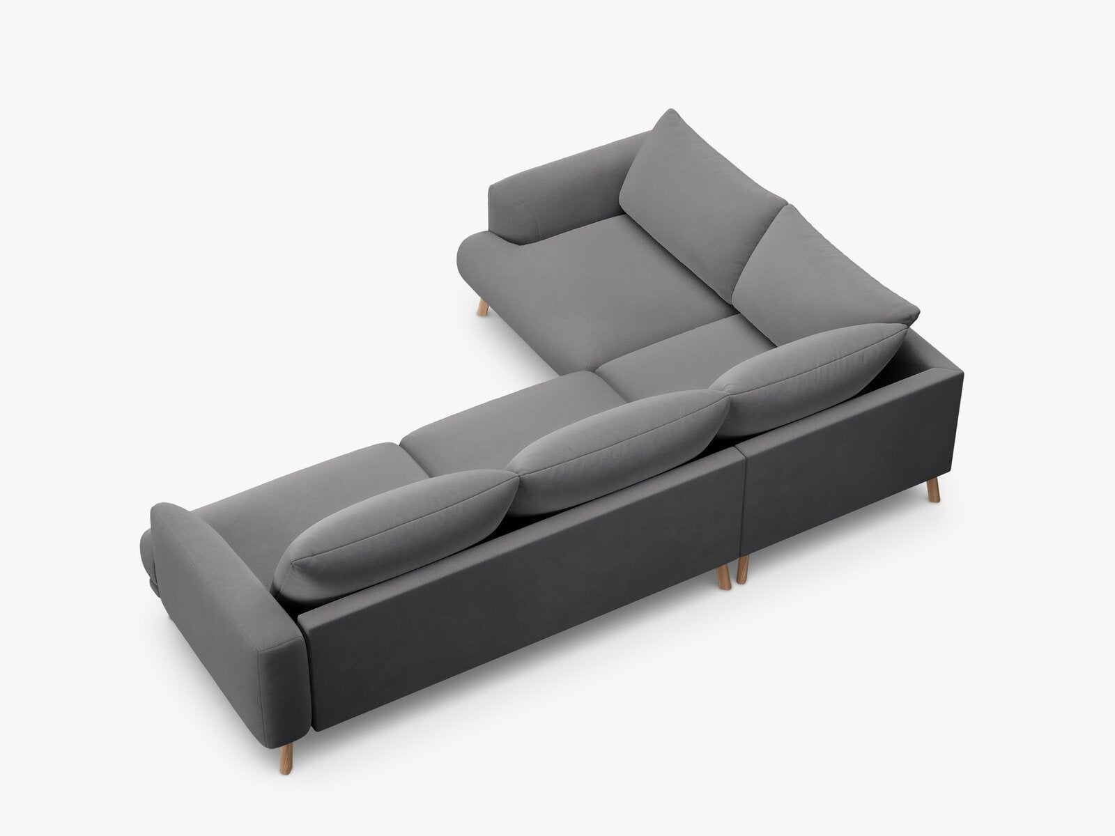 Micadoni Ecksofa Naomi 4-Sitzer große Version Links Samt Salvador Grau