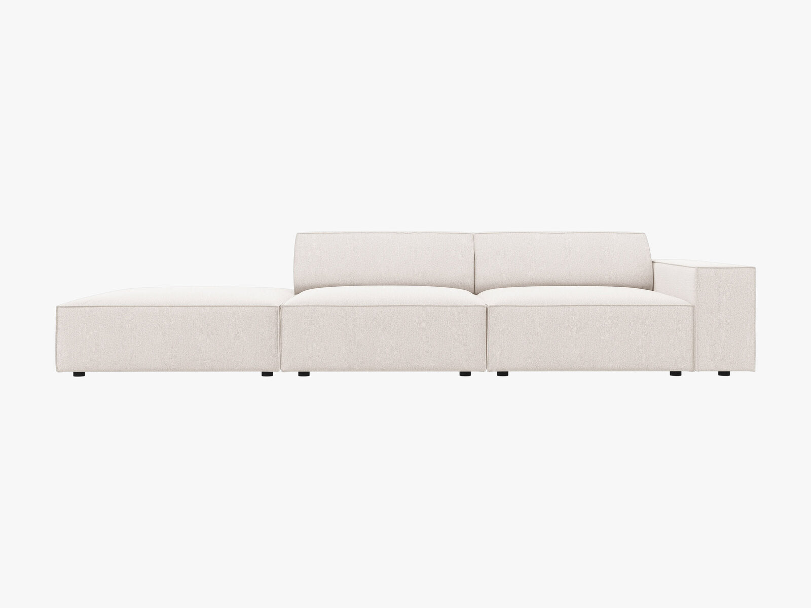 Micadoni Sofa Jodie 3-Sitzer Links Strukturierter Stoff Megan Helles Beige
