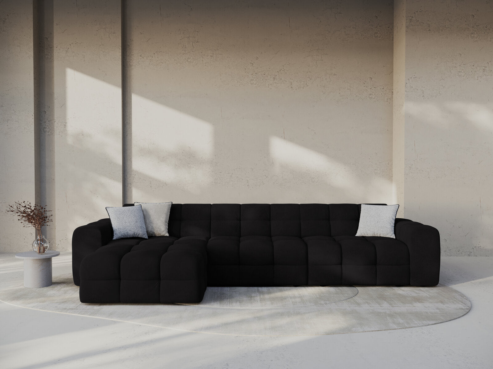 Micadoni Ecksofa Kendal 5-Sitzer Links Samt Magic Velvet Schwarz