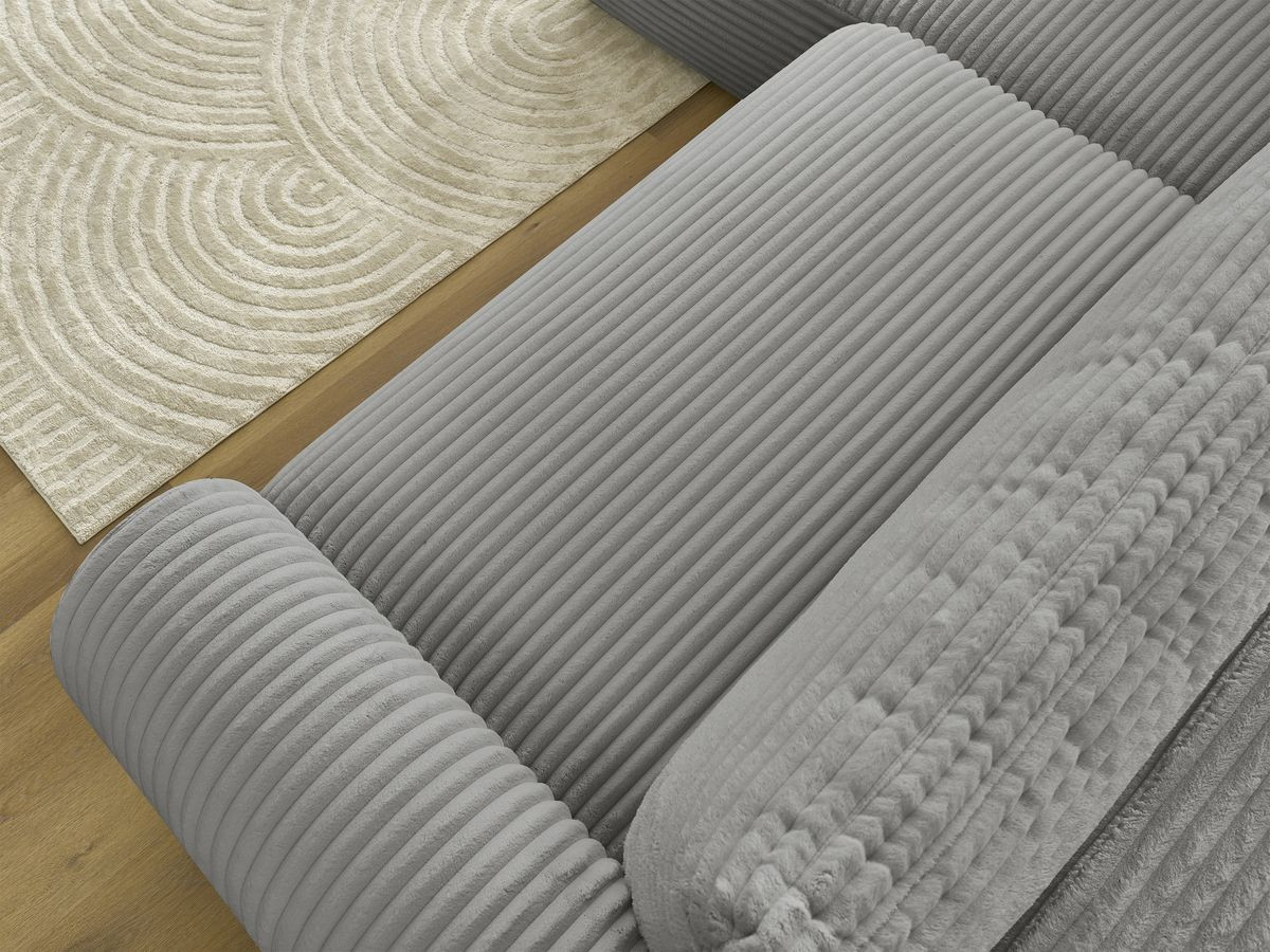 Bobochic Lucien Ecksofa mit Schlaffunktion und Bettkasten 296 × 198 cm Breitcord weich Dunkelgrau Ecke links