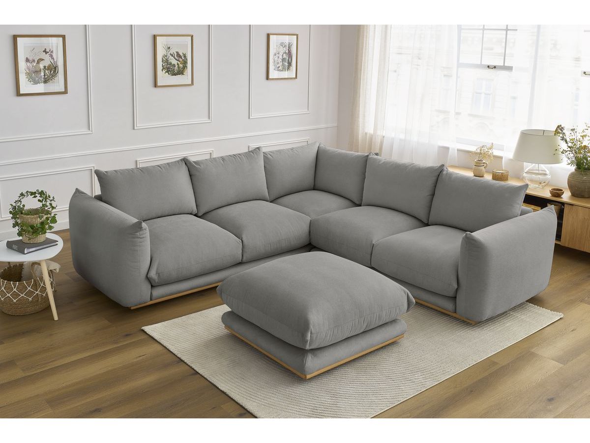 Bobochic Ernest Ecksofa mit Pouf Stoff Dunkelgrau