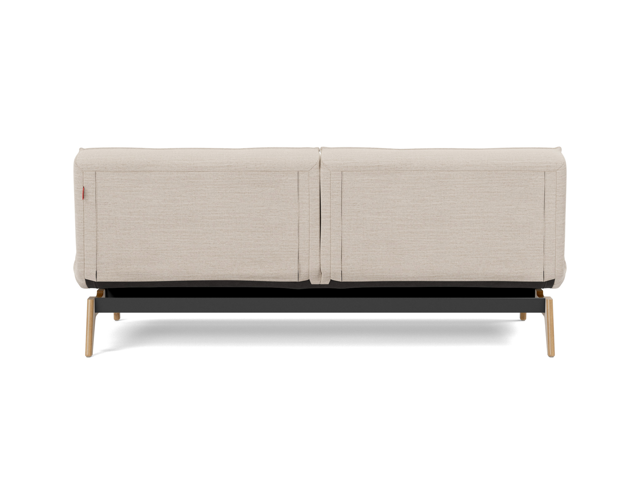Schlafsofa Splitback Webstoff Blida 612-Sand-Grey Beine Eiche