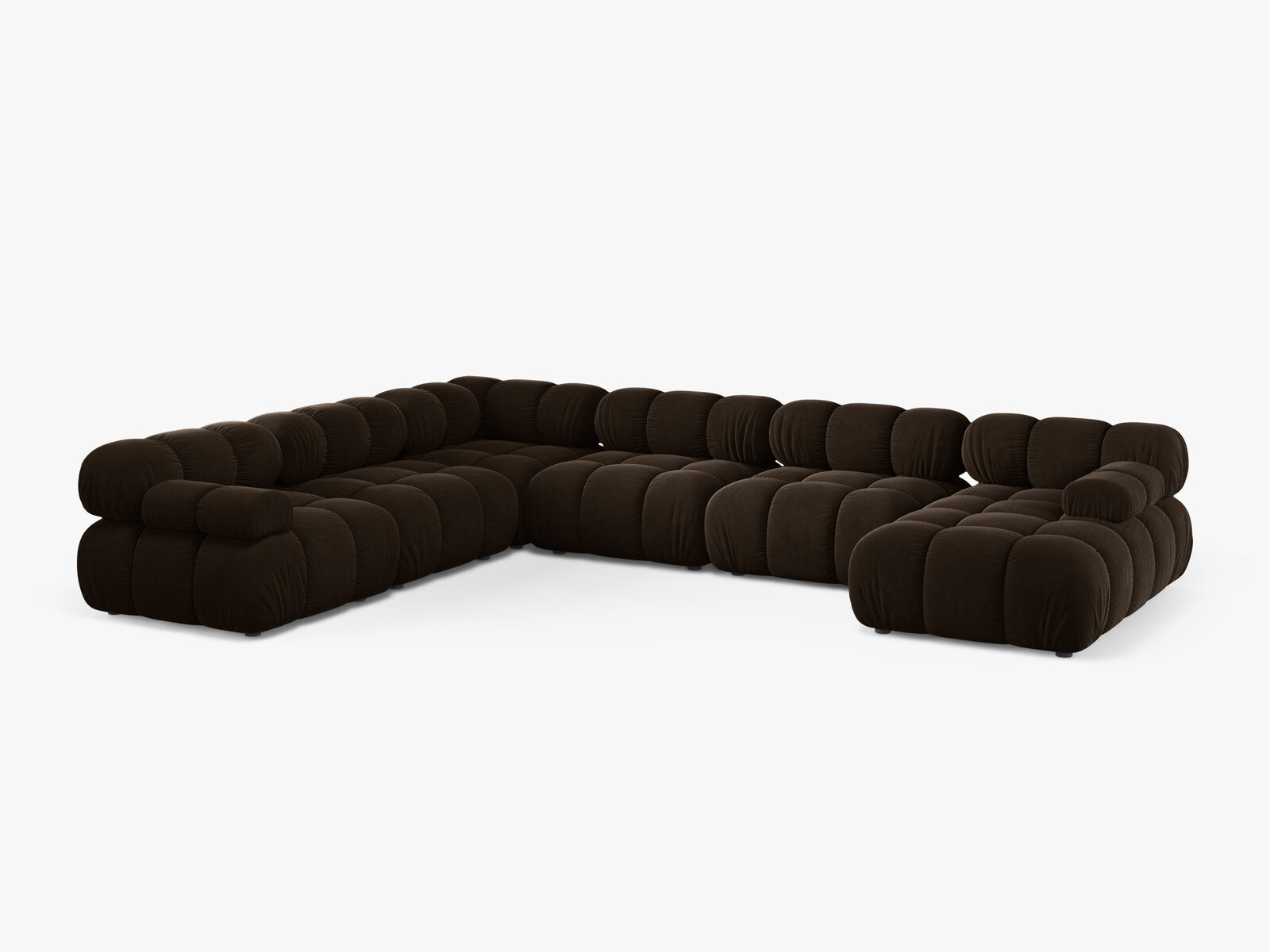 Micadoni Modulares Panorama Ecksofa Bellis 8-Sitzer Links Samt Bluvel Dunkelbraun