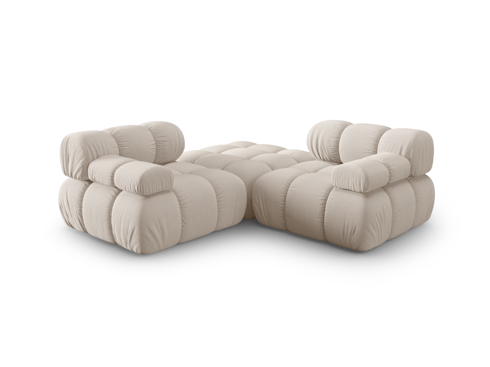 Micadoni Modulares Sofa Bellis 3-Sitzer mit flachem Modul 3D-Stoff Sonic Helles Beige
