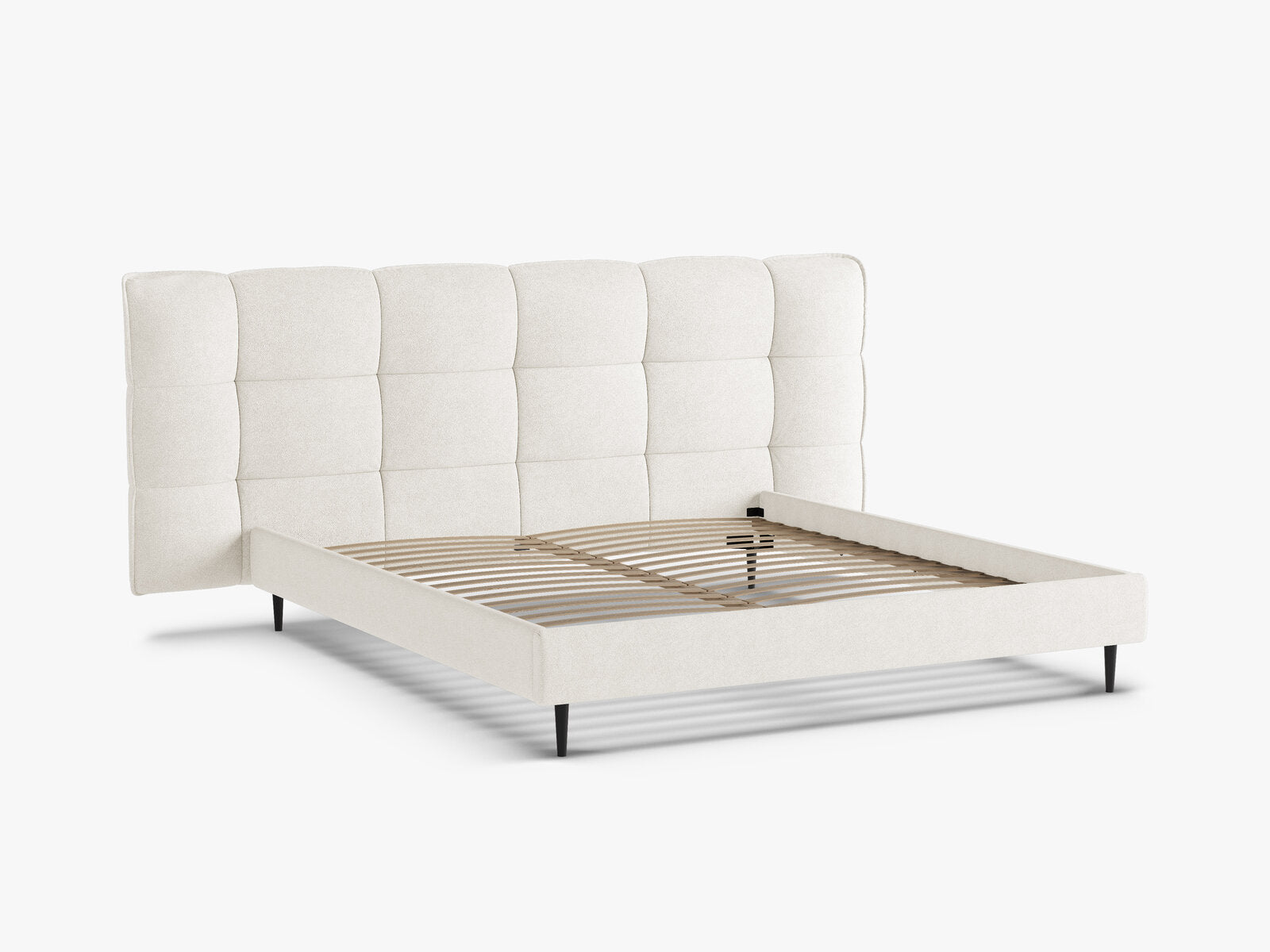 Micadoni Stauraumbett mit Kopfteil Eric with legs Boucle Sicuro Elfenbein 160x200