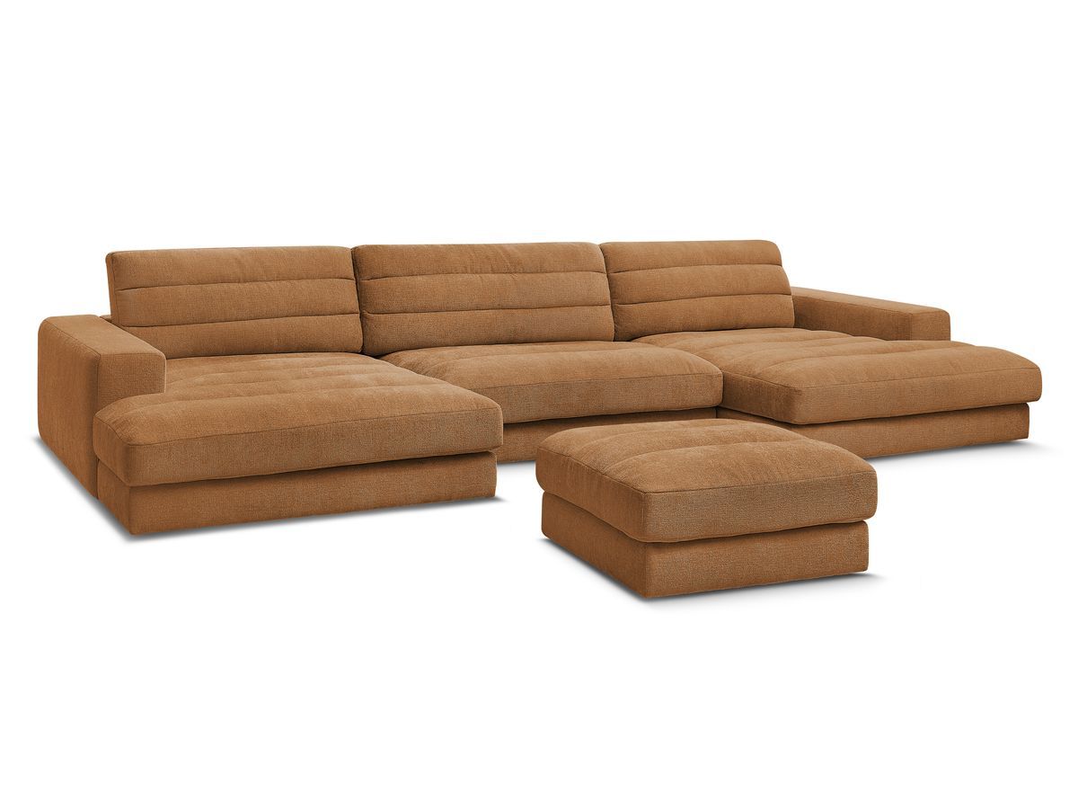 Bobochic Sierra Wohnlandschaft mit Pouf Strukturstoff Orange