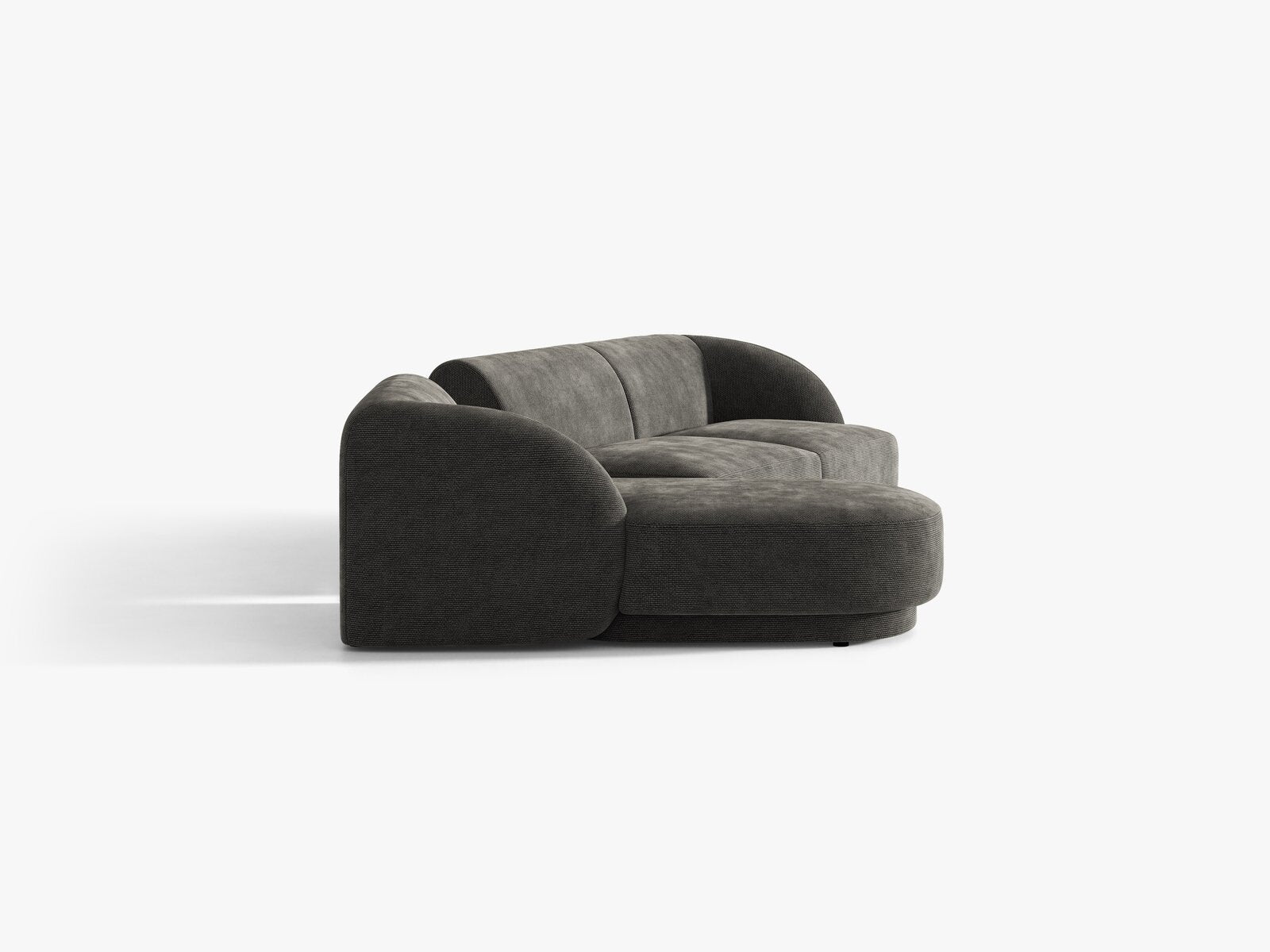 Micadoni Modulares Sofa Miley mit Recamiere 3-Sitzer Links Chenille Eden Dunkelgrau