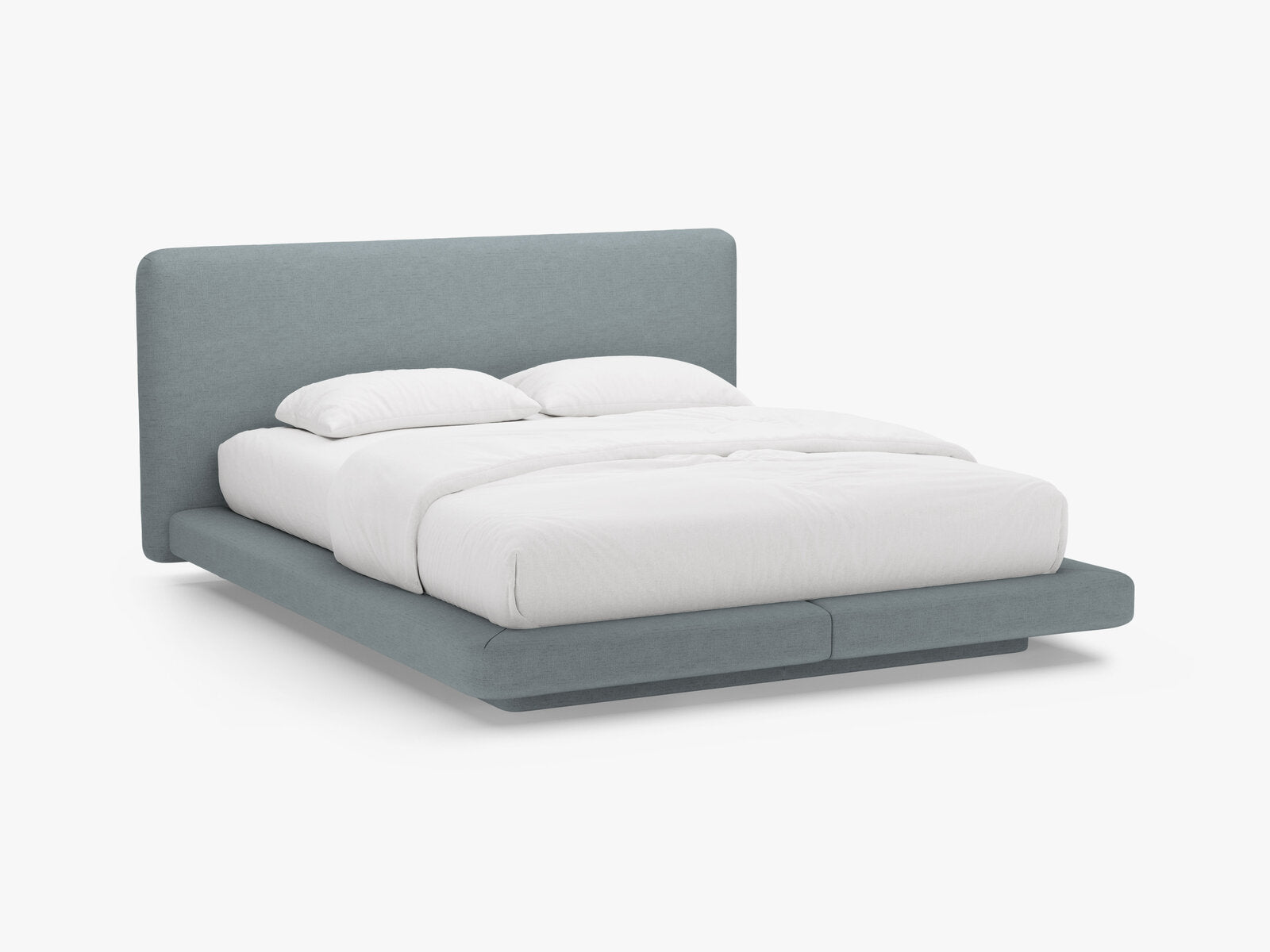 Micadoni Polsterbett mit Kopfteil Linea Strukturierter Stoff Moly Hellblau 180x200