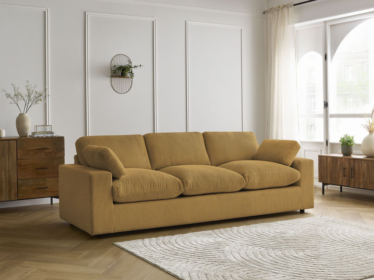 Bobochic Belair Sofa 3-Sitzer 250 × 93 cm Cordsamt Gelb