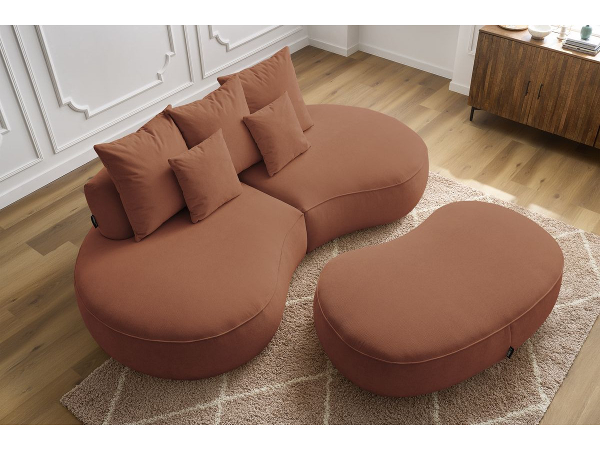 Bobochic Saint-germain Sofa 5-Sitzer mit Pouf Strukturstoff Orange