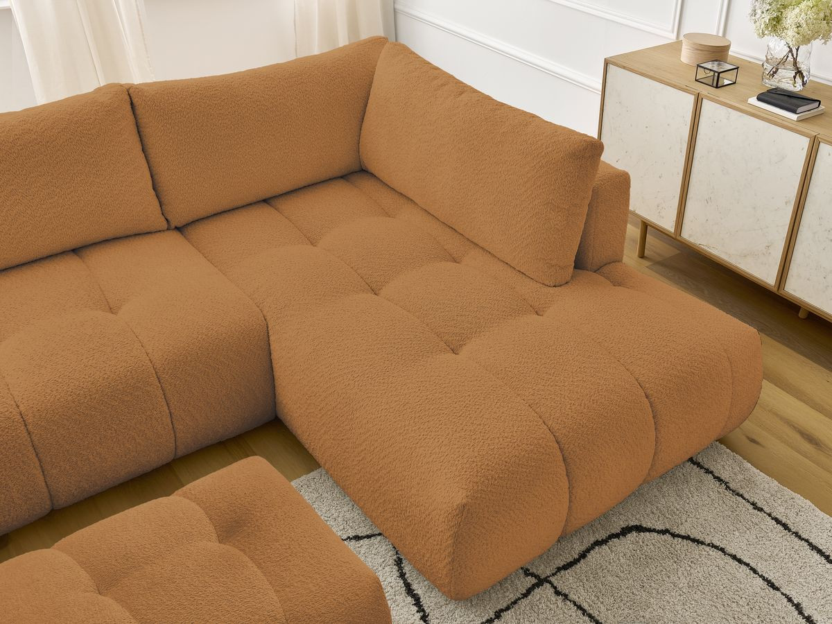 Bobochic Fuji Wohnlandschaft mit Pouf Bouclé-Stoff Gelb Ecke links