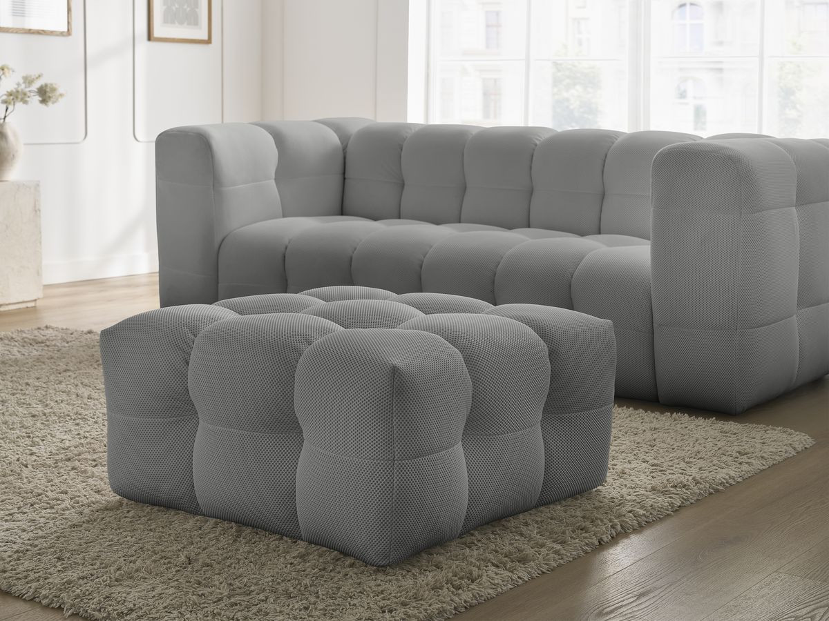 Bobochic Cloud Sofa 4-Sitzer mit Pouf Mesh-Stoff Hellgrau