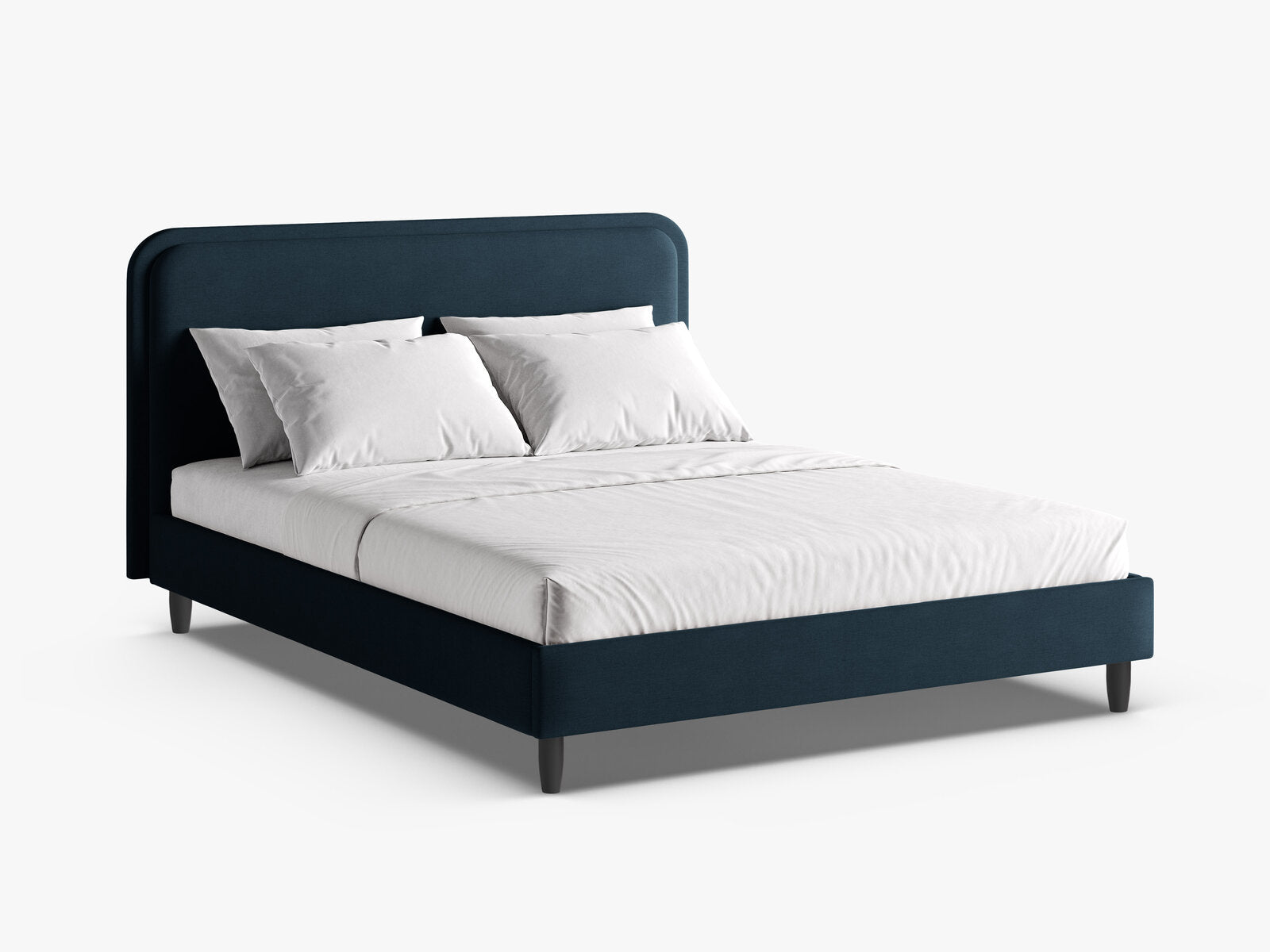 Micadoni Stauraumbett mit Kopfteil Aveline Strukturierter Stoff Wind Marineblau 140x200
