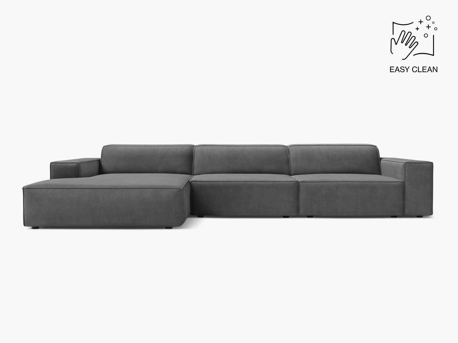 Micadoni Ecksofa Jodie 4-Sitzer Samt Venus Grau Links