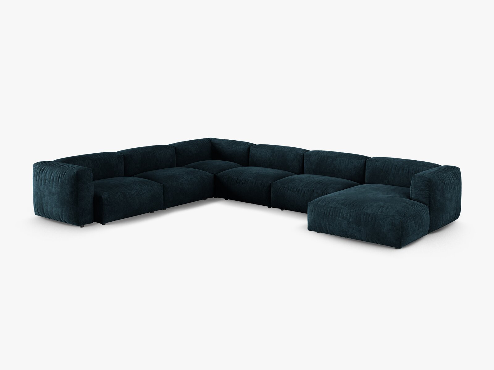 Micadoni modulares Ecksofa XL Martina 6-Sitzer 90cm Sitztiefe Links Samt Vogue Dunkel Petrol