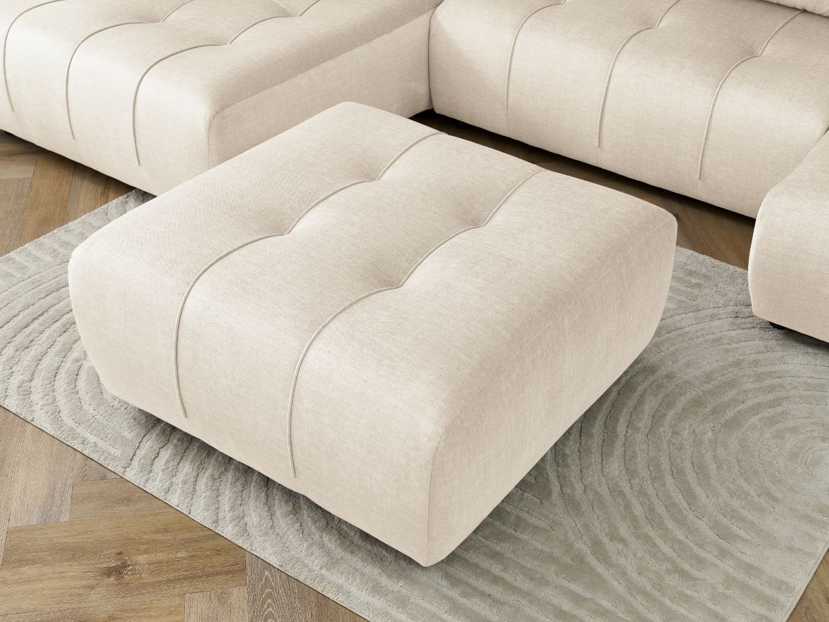 Bobochic Arsene Wohnlandschaft mit Pouf Samt Beige Ecke rechts