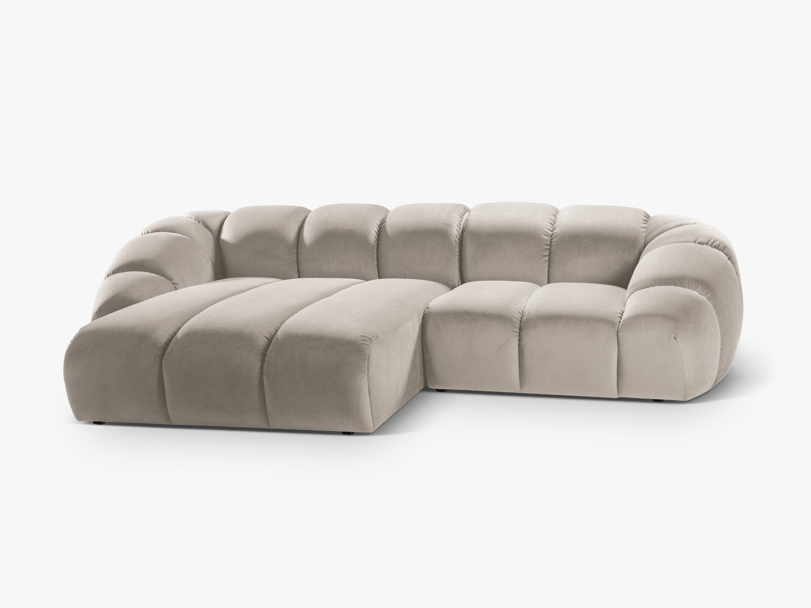 Micadoni Ecksofa Diana 3-Sitzer Links Samt Beige