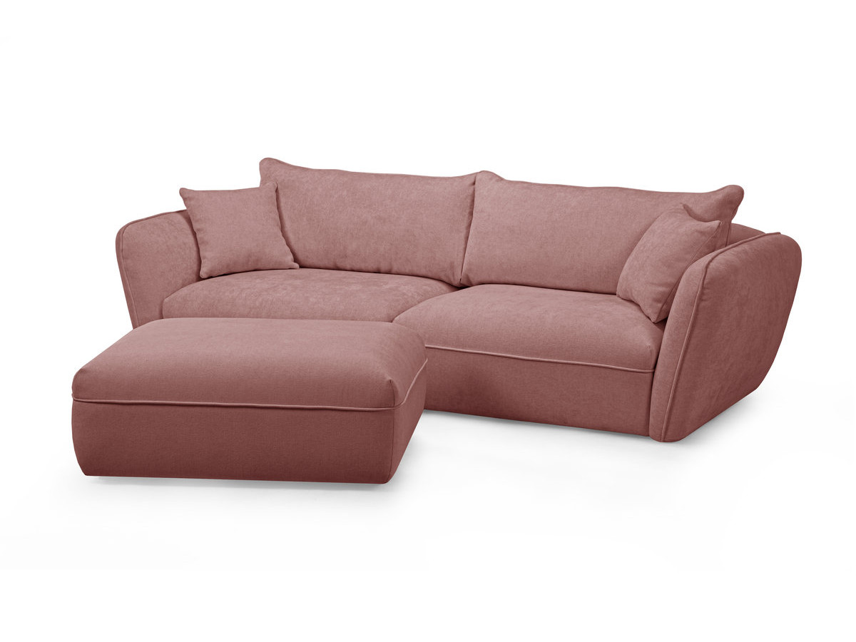 Bobochic Luigi Sofa 3-Sitzer mit Pouf Strukturstoff Rosa