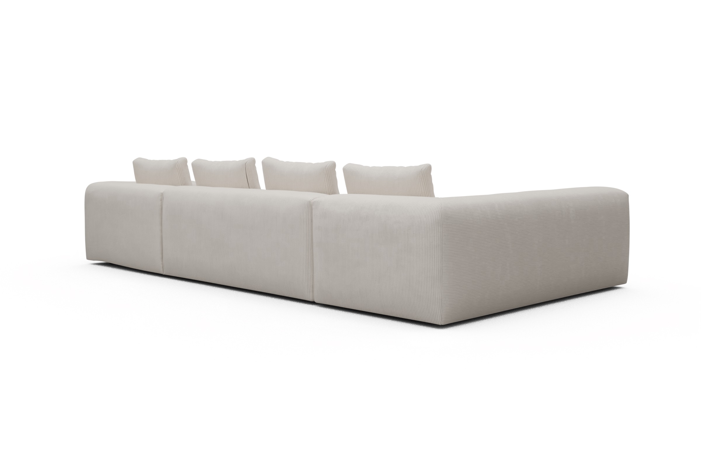 Wohnlandschaft Fred Chaiselongue rechts mit 2-Sitzer und lange Armlehne links Corduroy-Ivory