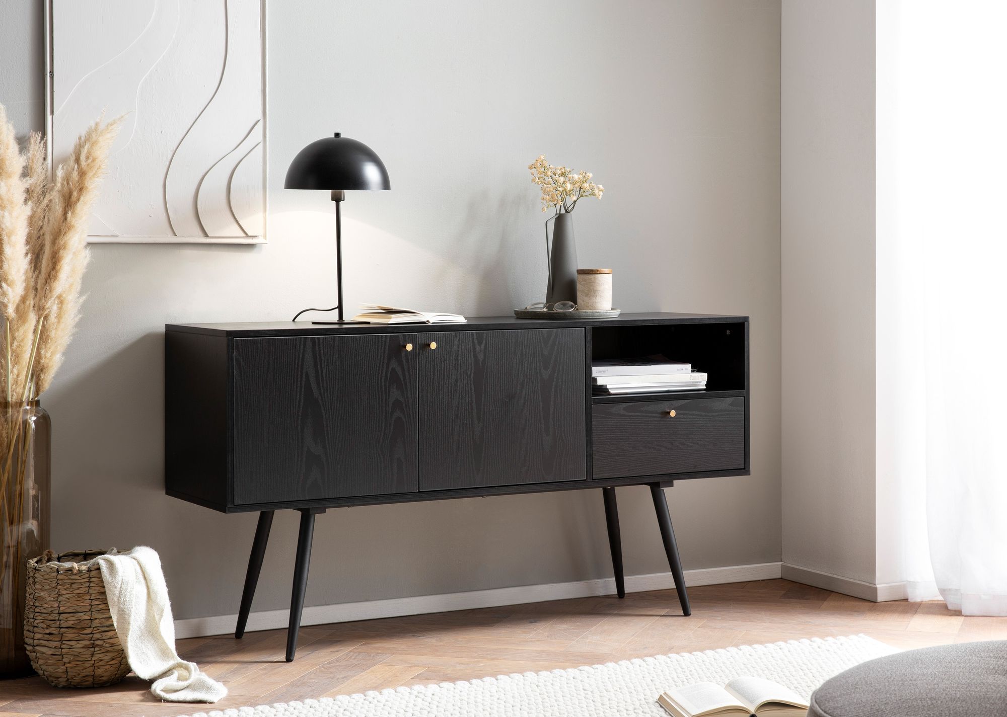 Sideboard Dirdal Schwarz 140 × 40 × 75 cm