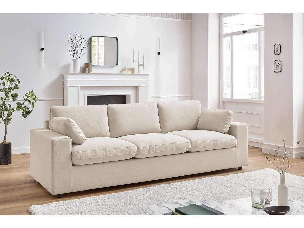 Bobochic Belair Sofa 3-Sitzer 250 × 93 cm Stoff Beige