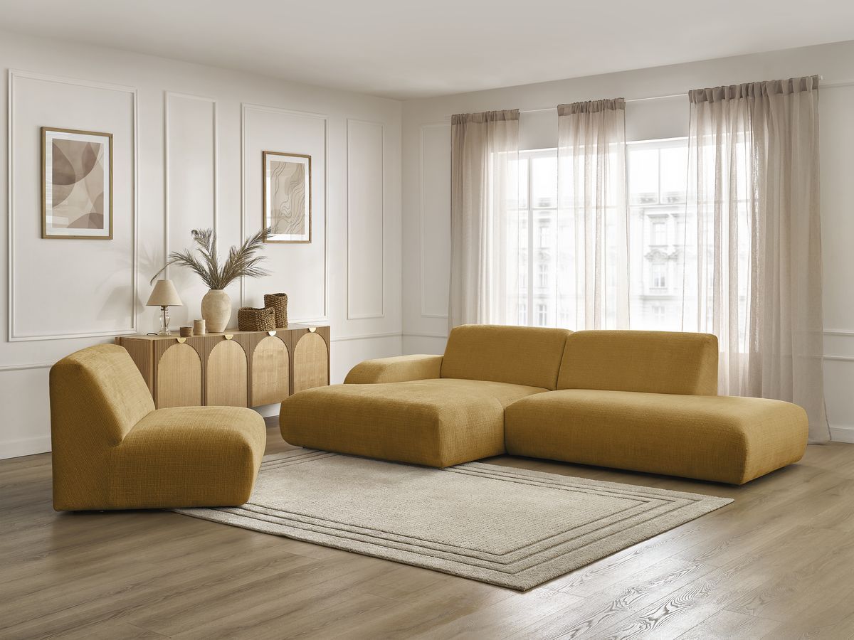 Bobochic Sirius Ecksofa 405 × 170 cm Strukturstoff Gelb Ecke links