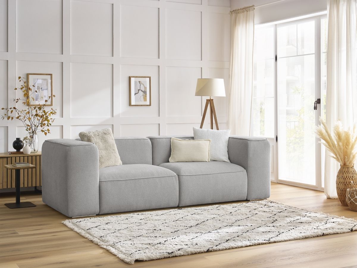 Bobochic Zephyr Sofa 2-Sitzer Strukturstoff Hellgrau