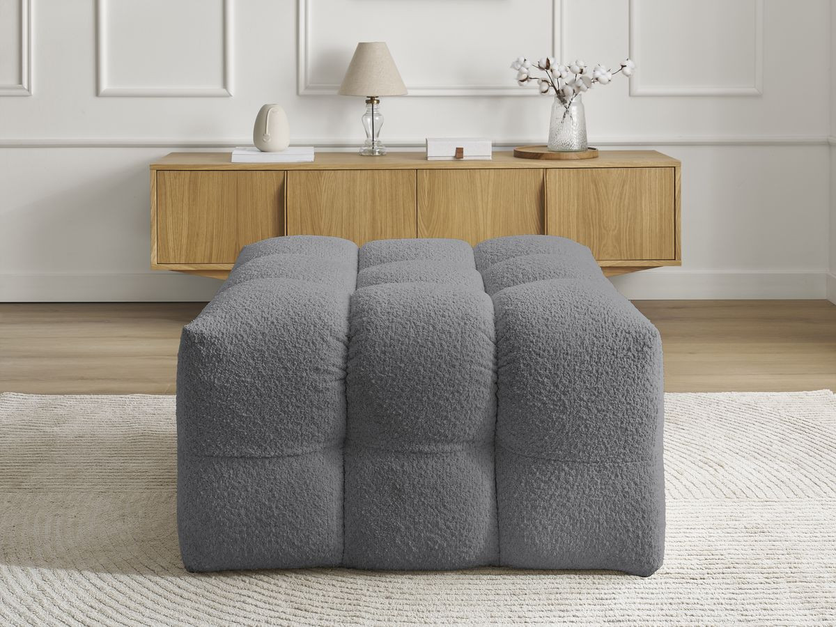 Bobochic Cloud Pouf Bouclé-Stoff Dunkelgrau