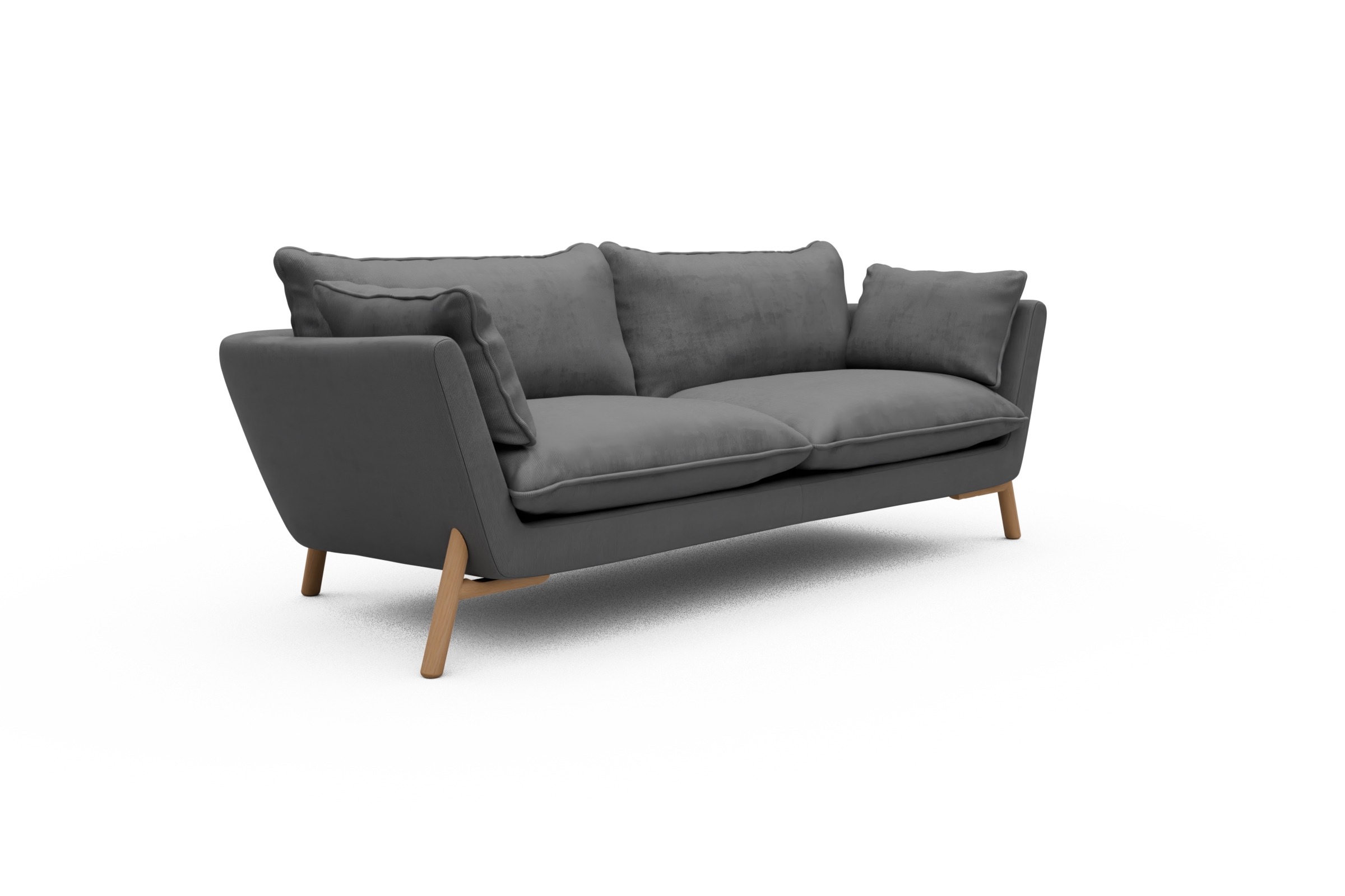 Sofa Emil PREMIUM 3-Sitzer Beinfarbe Eiche Natur Cordufine-Grey