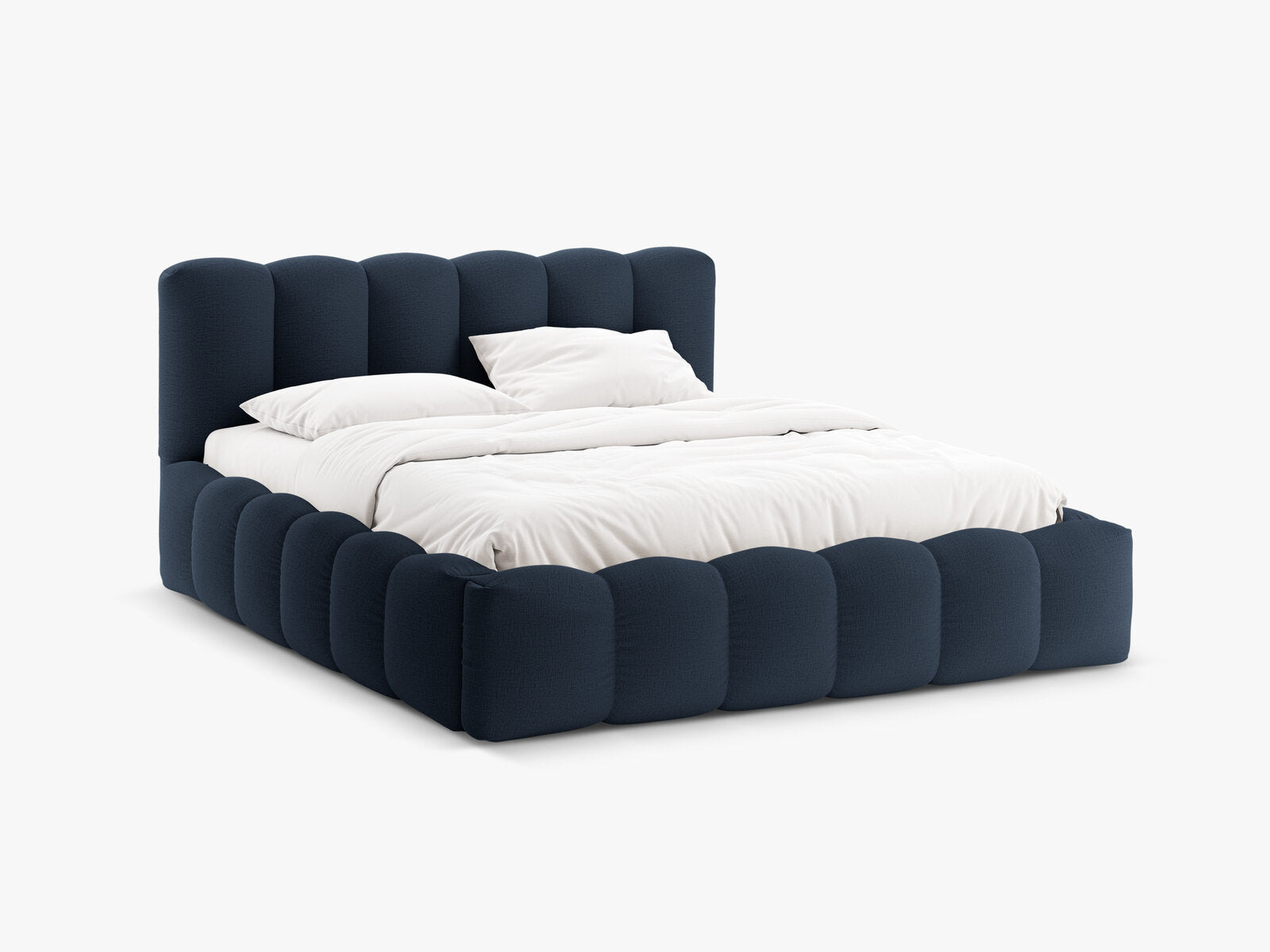 Micadoni Stauraumbett mit Kopfteil Lupine Strukturierter Stoff Moly Königsblau 140x200